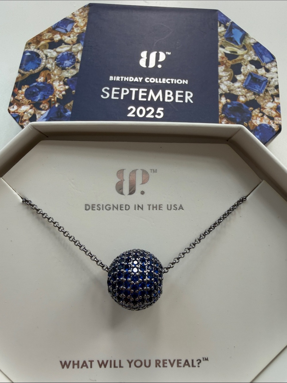 Bomb Party September Birthstone Sapphire and Hematite Necklace